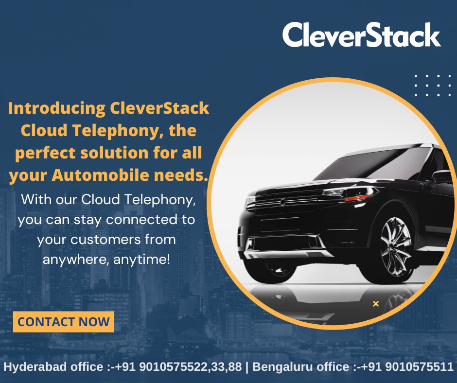 clever_stack's tweet image. Using our cloud telephony services, you can easily monitor and manage calls with ease. Try it out now and see how easy it is to stay connected with CleverStack Cloud Telephony!
cleverstack.in
Hyderabad office :-+91 9010575522,33,88 | Bengaluru office :-+91 9010575511