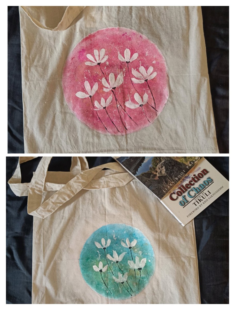 #ArrbyTee All available sustainable, reusable 100% cotton canvas totebags. Pretty, handpainted and eco-friendly. DM to buy yours. #reuse #ReducePlastic #cotton #bags #totebag #conservation #handmadegifts #WorldNatureConservationDay #cottonbag #sustainablefashion #RetweeetPlease