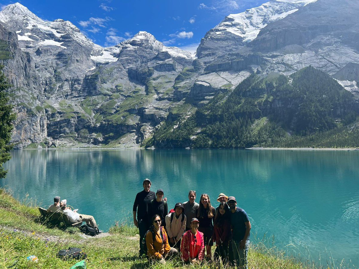 Summer Retreat of the #climatechange and #health team at <a href="/ISPMBern/">ISPM Bern</a> @CentreOeschger An impressive hike Kandersteg  &gt;&gt; Oeschinensee 😎 thanks <a href="/EvanSchrijver/">Evan de Schrijver</a> for the guiding!