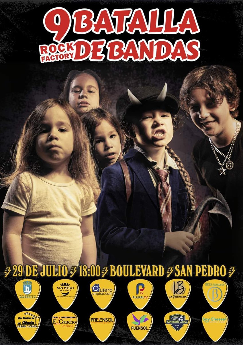 No te pierdas este sábado, desde las 18 horas en el Bulevar de #SanPedroAlcántara, la novena edición de la Batalla de Bandas de la Escuela de Música Rock Factory.
📷 Una competición entre 44 formaciones con jóvenes músicos de entre 3 a 18 años.