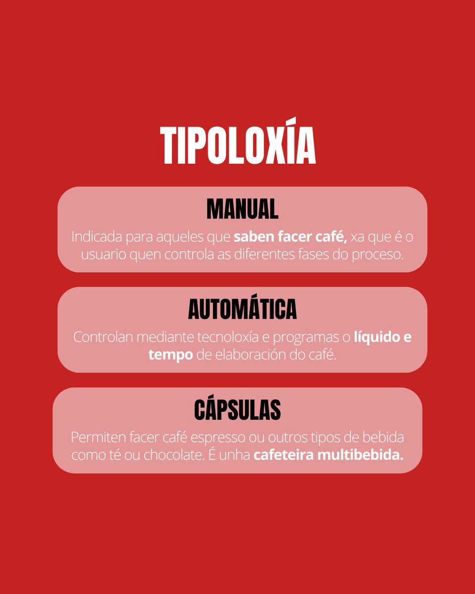 CenorEdelec's tweet image. Agora, se queres saber cal é a espresso que mellor se adapta a ti, non dubides en consultarnos😉☕

#CenorEdelecAEstrada #Cenor #AEstrada #electrodomésticos #cafetera #espresso