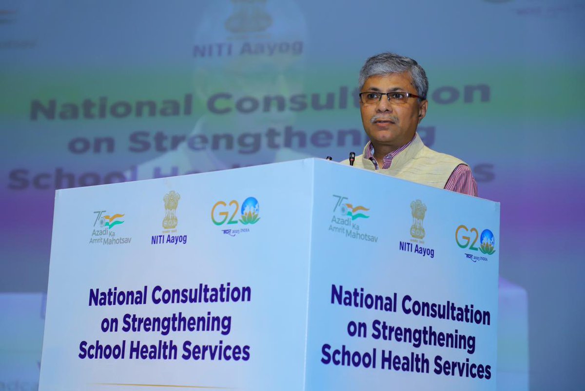 moayush's tweet photo. Vaidya Rajesh Kotecha, Secretary of the Ministry of Ayush, took part in a multi-stakeholder national consultation organized by @NITIAayog on July 27, 2023, concerning strengthening school health services. https://t.co/PvouBjFebk