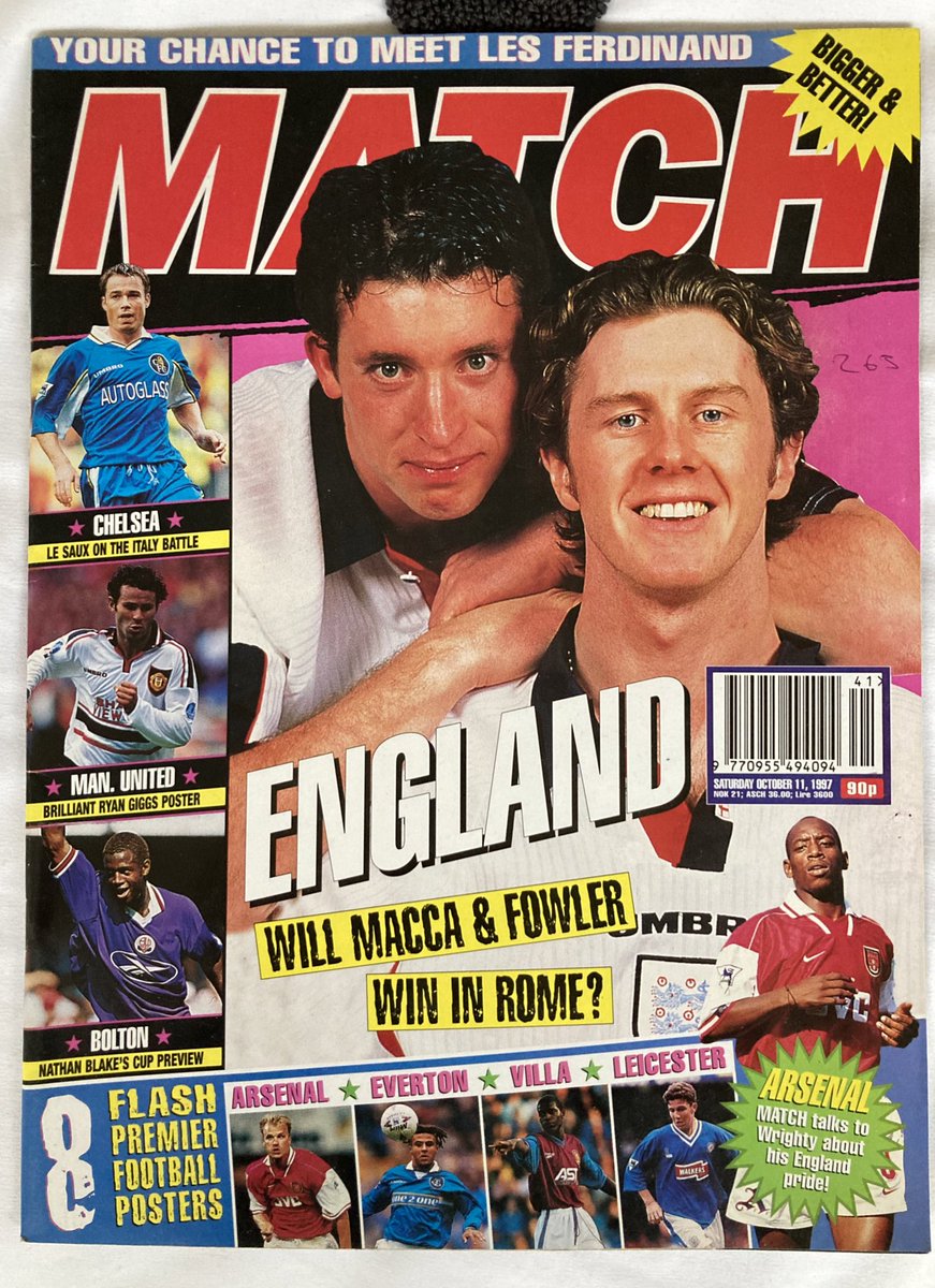 MMoftheD's tweet photo. The build up to possibly the greatest 0-0 in England’s history was hotting up back in October ‘97.

But if that wasn’t exciting you enough, you could always catch up with Bolton’s Nathan Blake…

#matchmagazine #england #threelions #90sfootball #nathanblake #bwfc https://t.co/aNZXbwrrX5