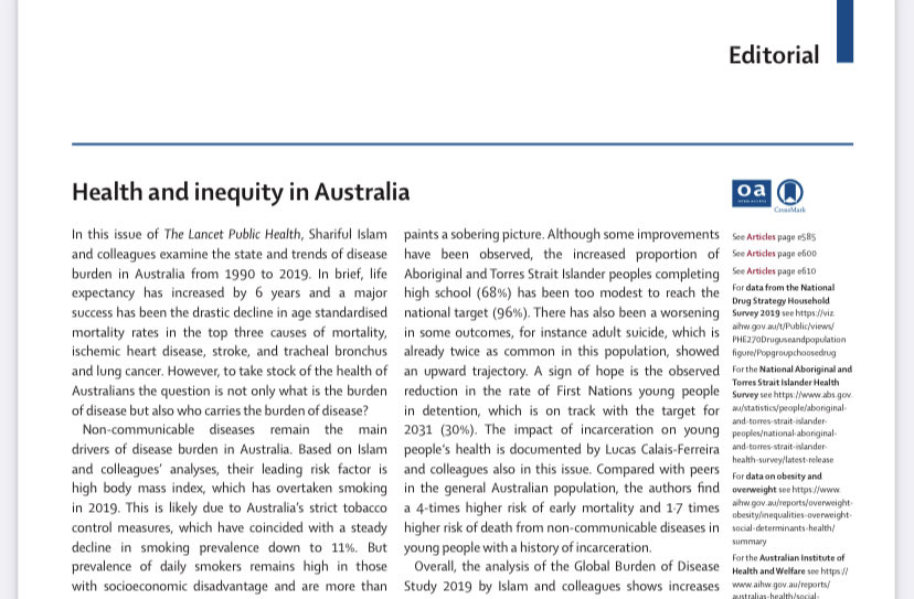 Editorial Health and inequality in #Australia thelancet.com/journals/lanpu…