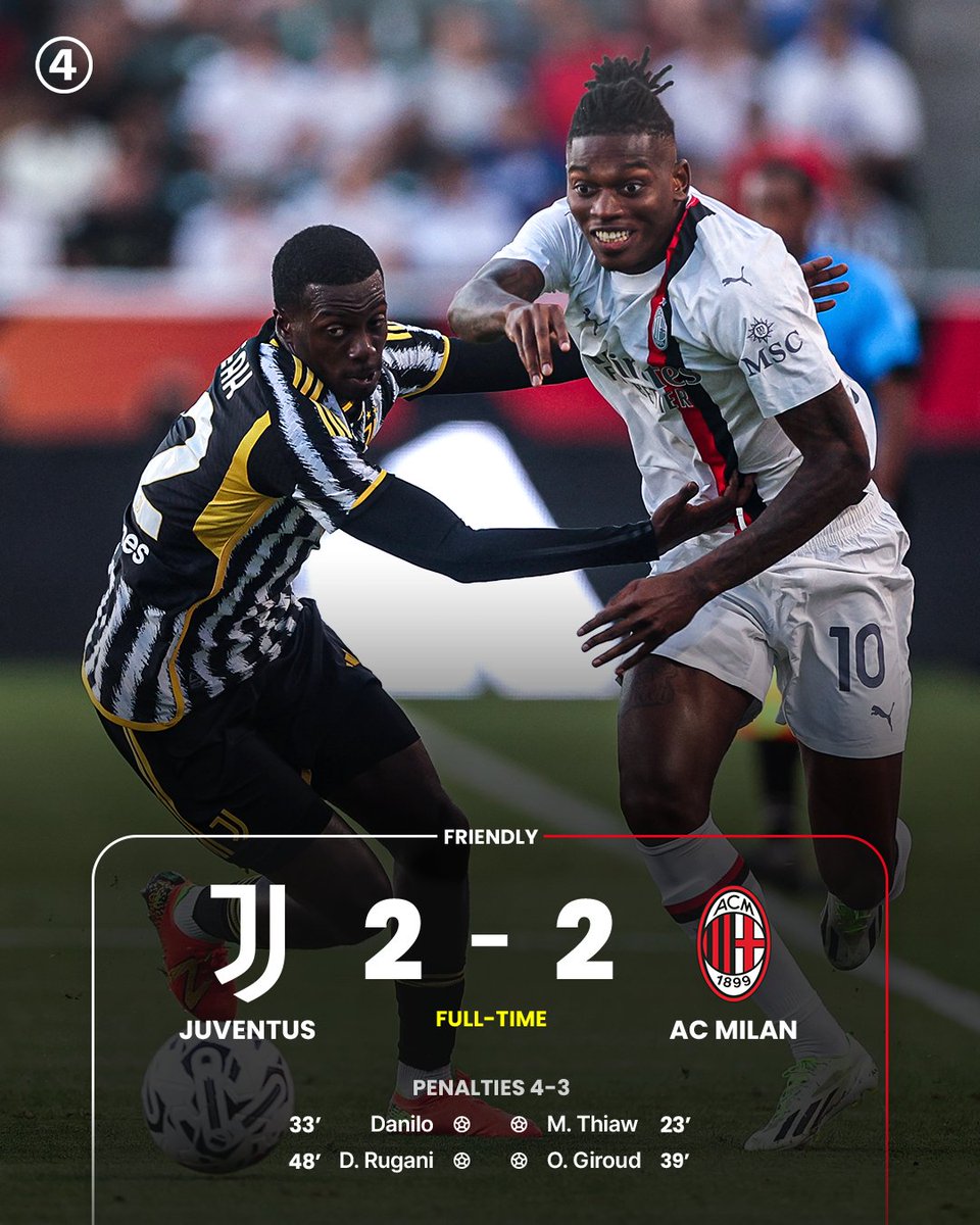 Juventus beat AC Milan on penalties following 2-2 draw in California  friendly