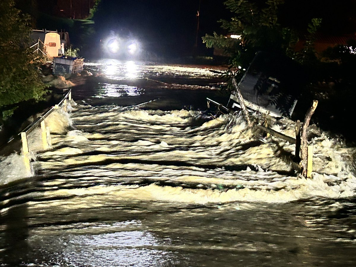 At 11:15 this creek was 15 feet lower. It came up &amp; crossed over the bridge at 2:15 am. This is just north of Cynthiana, Ky. We are on higher ground. The water is still coming up.