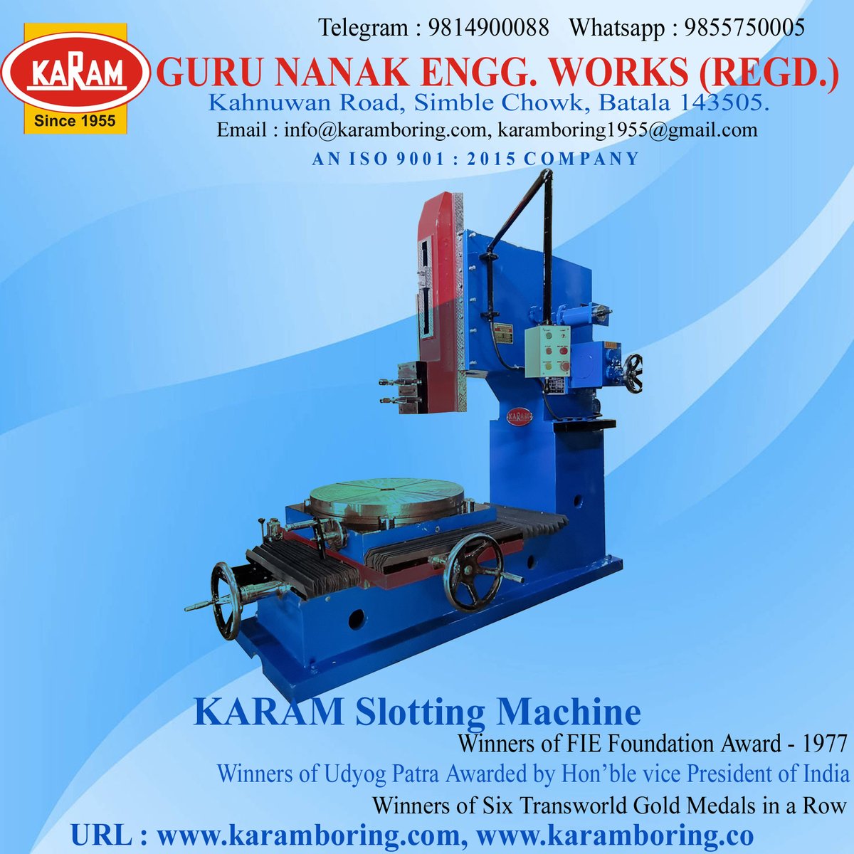 'KARAM' High Precision Slotting Machine.
For your queries/requirement, please contact :
WhatsApp : +91-9814900088, +91-9855750005
Email Id:- karam@karamboring.com
URL:- karamboring.com,  karamboring.co
#KARAM #Slotting #machine