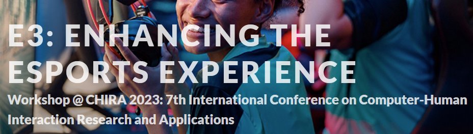 wallnergue's tweet photo. Doing research in #esports? We (svencharleer, @LauraHerrewijn, @SKriglstein, @Pejman_MB, and me) are organizing a workshop on Enhancing the Esports Experience at #chira2023. Submissions are due by September, 15. All the details can be found at: https://t.co/A1OsyAwJst https://t.co/brKizjEMLU