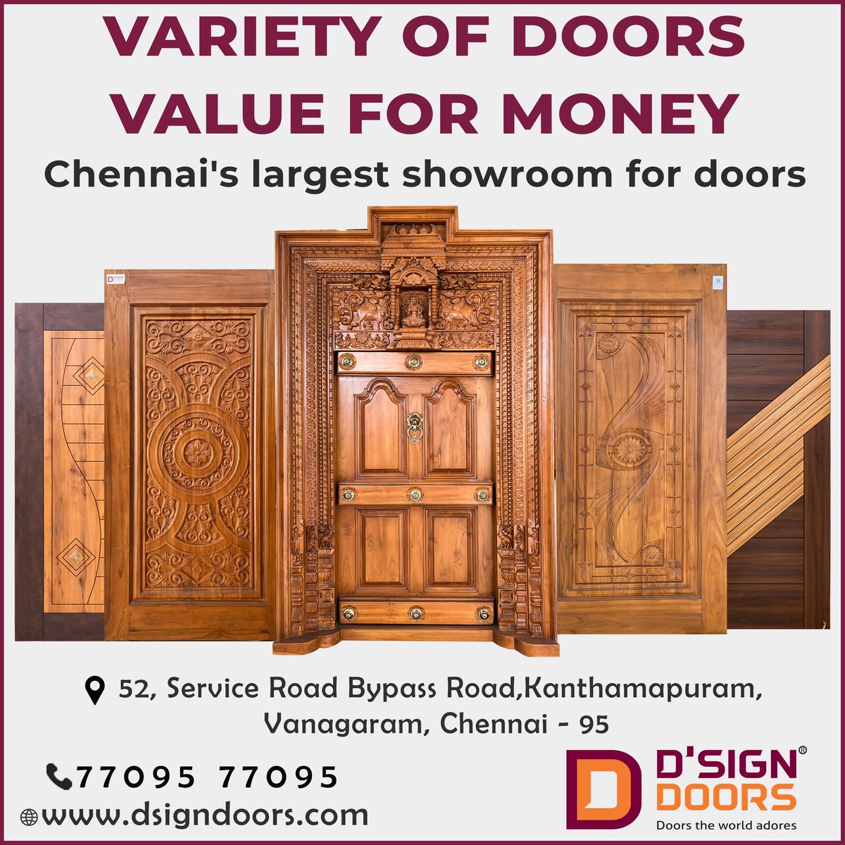 DsignDoors's tweet photo. ✅ D'Sign Doors, Chennai's largest door showroom.Offers a huge selection of premium doors at great prices. Come &amp; Visit Us!
👉 For more details call us at📲 77095 77095
👉 Google map📌 https://t.co/7ppTqCFTRR
👉Website🌐 https://t.co/eSfE3IANnX

#doors #dsigndoors #doorsinchennai https://t.co/HdTcQ0d0gR