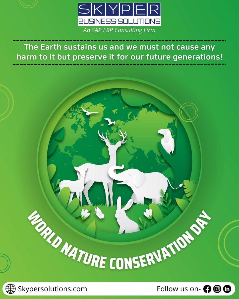 SkyperSolutions's tweet image. Happy Nature Conservation Day from the team of Skyper Solution!🌿🌎Let&apos;s celebrate the beauty of our planet.🌳If you&apos;re seeking SAP consultancy, Then our expert team is here to assist you in optimizing your business processes🌟🤝#NatureConservation #SkyperSolution #SAPConsultancy