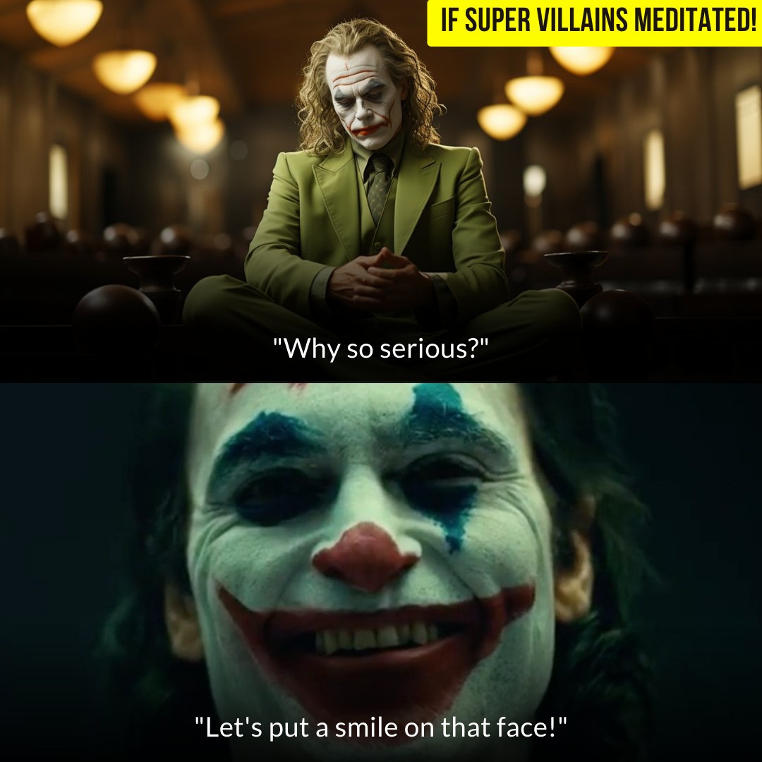 ArtofLiving's tweet photo. What would happen if popular super villains meditated? Here's our take! And we want you to add to the list. Share your version of alternative movie endings in the comments below! https://t.co/AkxZ7X2HZ2
