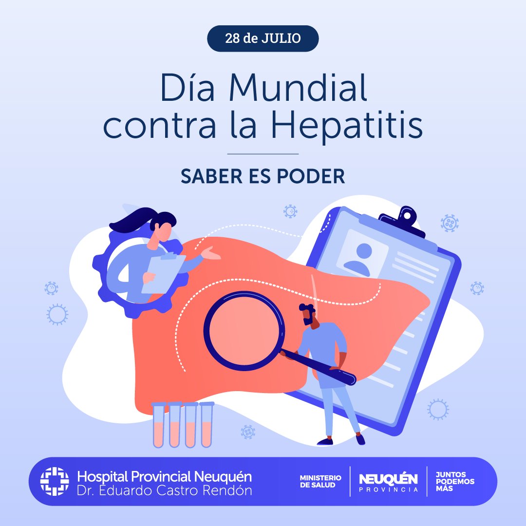 HospitalNeuquen's tweet photo. Día Mundial contra la #Hepatitis | Este día promueve concientizar sobre las hepatitis vírales, que inflaman el hígado y provocan diversas enfermedades graves, entre ellas el cáncer de hígado.
🔗 https://t.co/Bc8iFniuPt

#Prevención
#Testeate https://t.co/9EWCFB11A8