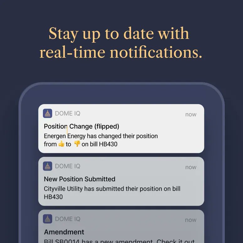 Stay up to date with real-time notifications.

Download Dome IQ today at domeiq.com

#DomeIQ #DemocratizePublicPolicy #MichiganPolicy #StayUpToDate