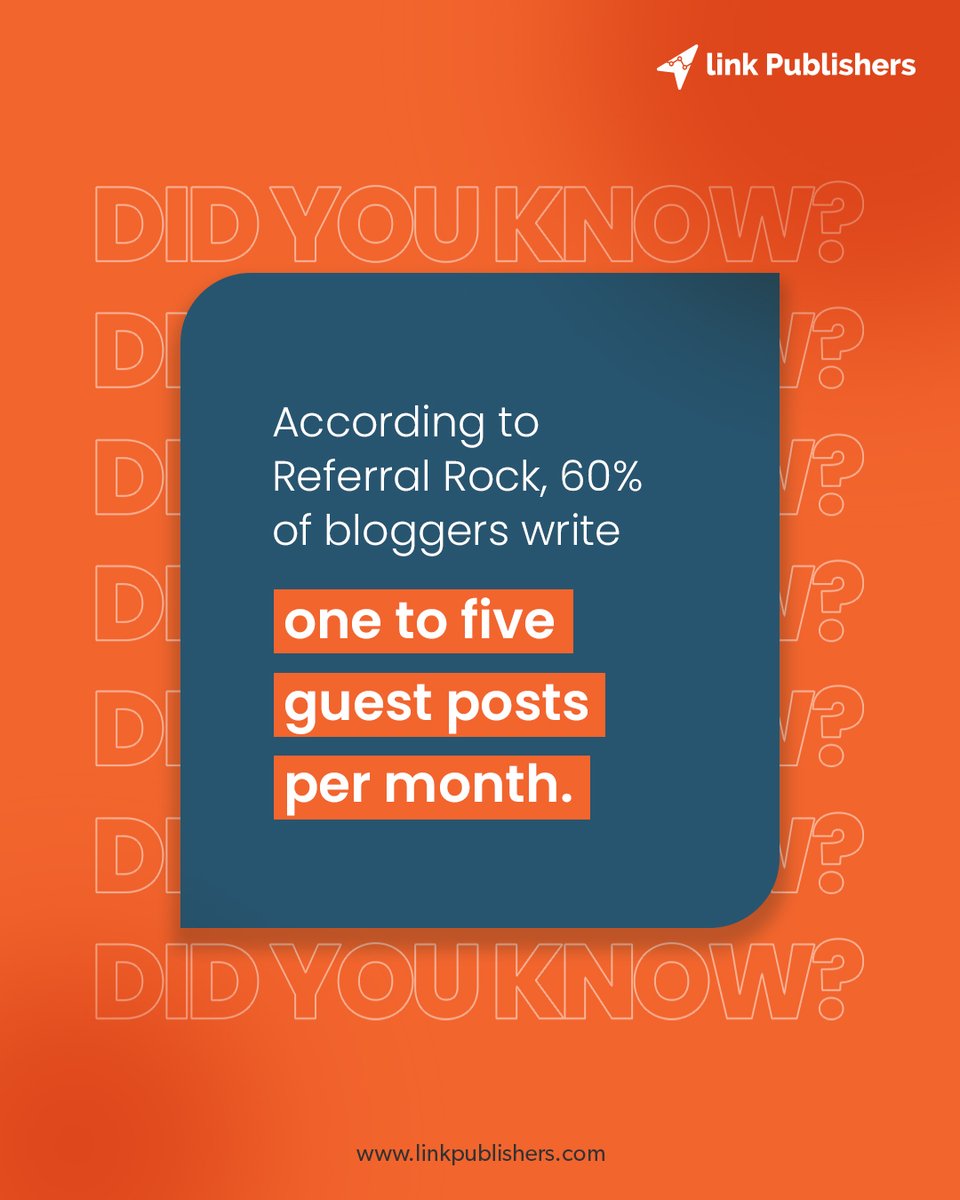 Link_Publishers's tweet image. Want to build relationships with other bloggers in your niche? Guest blogging is a great way to do it!

#didyouknow #guestblogging #guestblogger #guestposts #guestpostservices #linkbuilding #facts #didyouknowfacts #didyouknowdaily #didyouknowblog #linkbuilding #seo