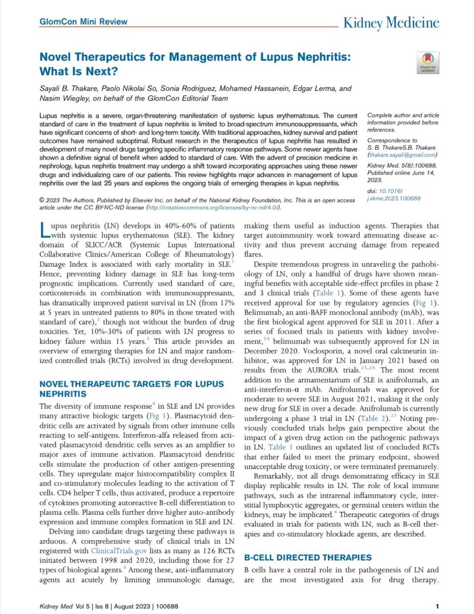 ✅🆕Must know lupus🐺 therapies n trials 

1️⃣BLISS-Belimumab vs placebo-FDA ✅approved👍

2️⃣AURORA-Voclosporin (oral CNI) vs placebo-FDA ✅

3️⃣NOBILITY-Obinutuzumab vs placebo 
4️⃣TULIP-Anifrolumab vs placebo 

🎯Beli-Anti BAFF mAb 
🎯Obinutu-human CD20 mAb 
🎯Anifro-Anti IF mAb