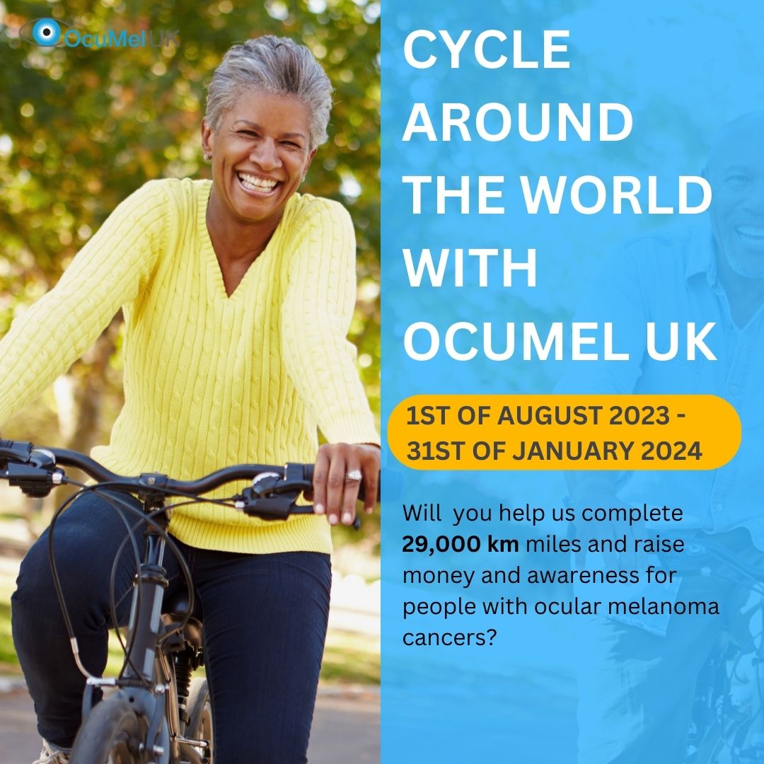 OcuMelUK's tweet photo. Will you join our Cycle Around the World campaign, to help us raise £70,000 to fund our wellbeing programme? We aim to help support people with ocular melanoma cancers by giving them the skills to manage relaxation, fatigue and more.
https://t.co/g4TYZmwgJW

#MentalHealth https://t.co/C1VdD0Lxts