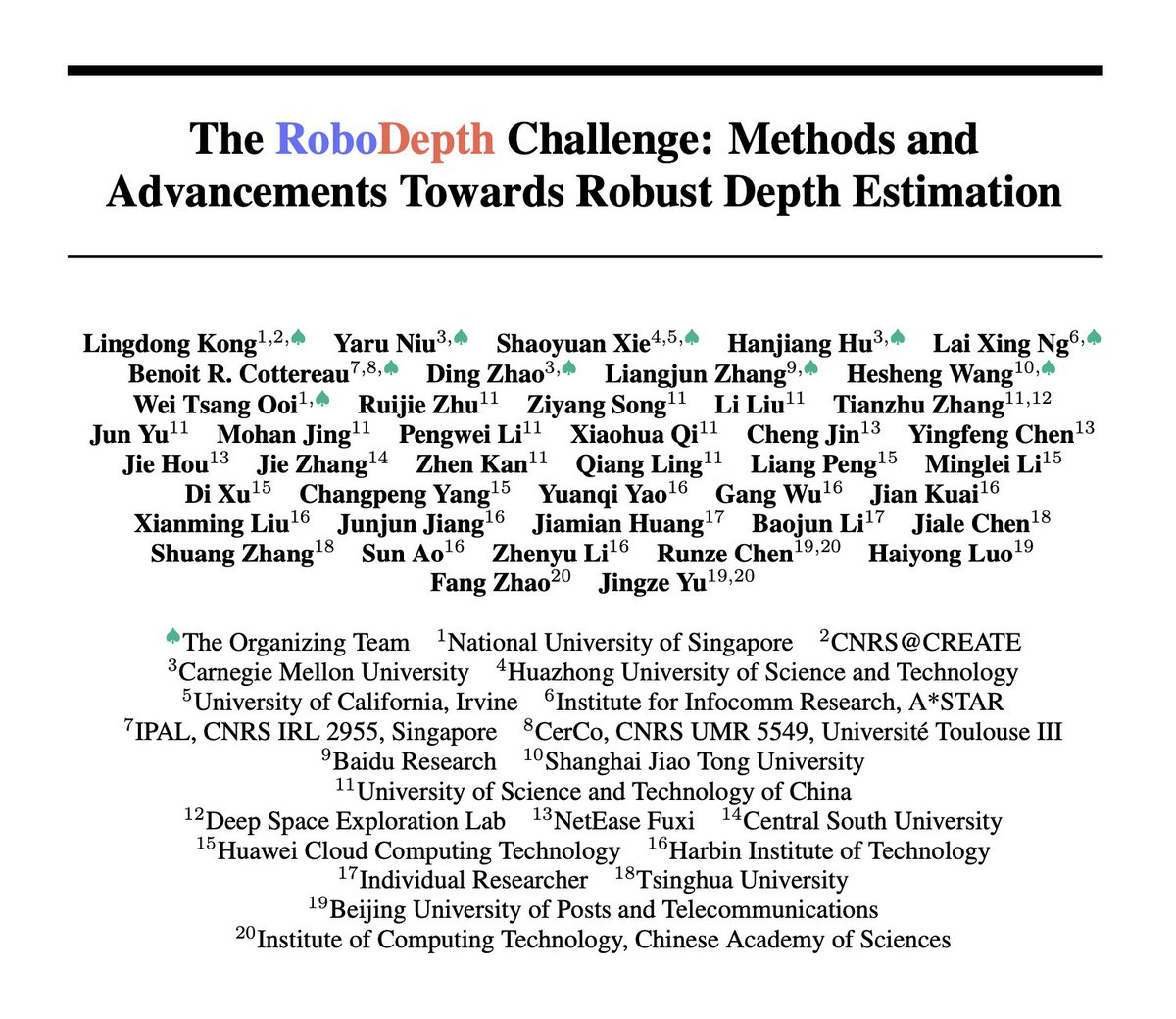 Excited to share the technical report of the #RoboDepth Challenge 🦾 !

Check out the bolts and nuts of how our participants were dedicated to improving OoD depth estimation under real-world data corruptions.

- arXiv: arxiv.org/abs/2307.15061
- GitHub: github.com/ldkong1205/Rob…