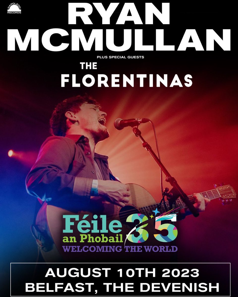 August is shaping up to be a cracker! Thank you @ryanmcmusic for having us along for @FeileBelfast. Cannot wait for this one! Tickets go on sale this Tuesday at 10am x