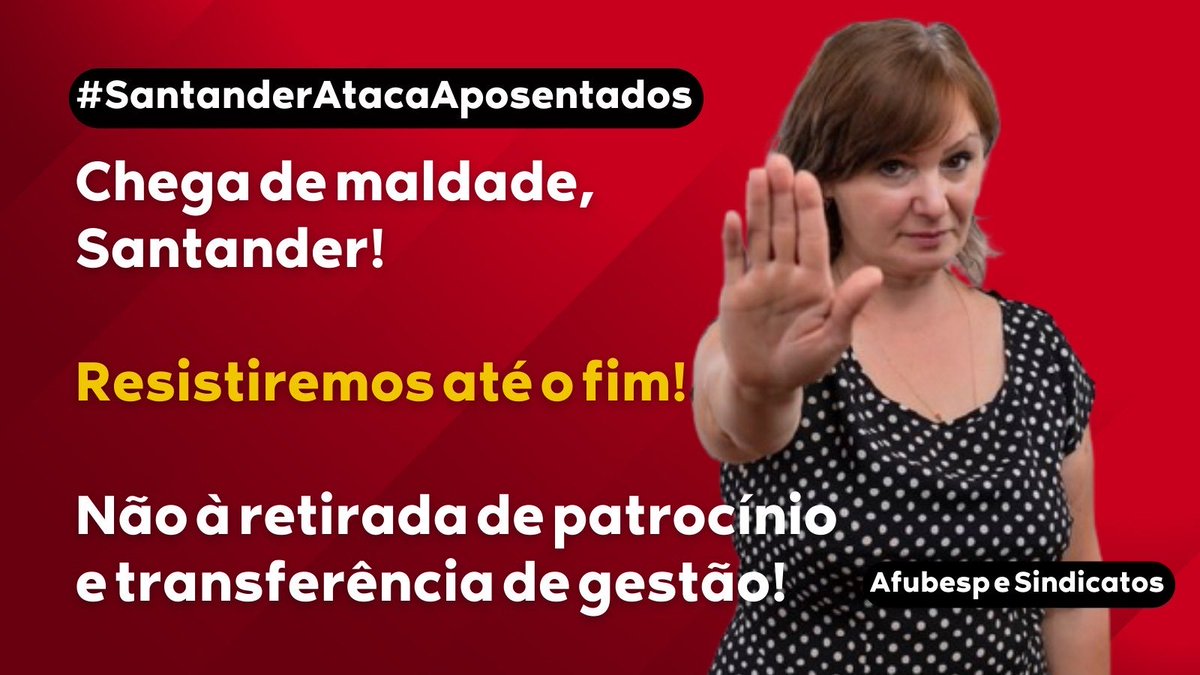 CabanalMendes's tweet photo. #SantanderAtacaAposentados  @minprevidencia @AnaBotin
A situação dos aposentados é URGENTE! O @santander_br tem que respeitar seus compromissos com a previdência complementar. https://t.co/J0RiZf4QYM