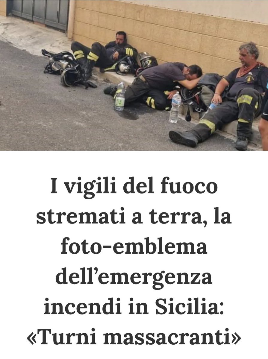 Stremati, esausti, con mezzi e organici spesso insufficienti. Grazie ai nostri valorosi Vigili del Fuoco, ma il grazie non basta. Non lasciamoli soli, lo Stato deve fare di più. Sosteniamoli.