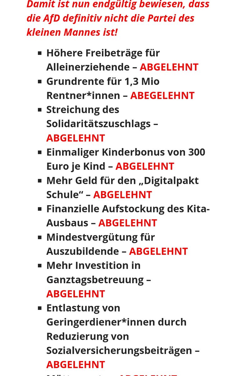 @ #Magdeburg
Warum glauben so viele, dass die #noafd sich für ihre Probleme interessiert? Lasst euch nix vormachen. 
Fallt nicht rein auf einfache, aber falsche Antworten,  dumpfe Parolen + vollmundig klingende Versprechen. Schaut euch mal lieber an, wie die braune Brut abstimmt.
