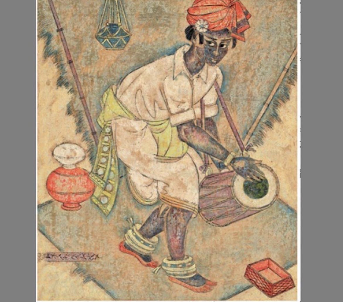 JaminiRoyArt's tweet photo. As much as we see the piano finding a place in western art as drums in African paintings - in Indian art drums, the tabla or the tanpura (more often than not) have found a favourite place:

#IndianArt #IndianArtist #SouthAsianArt #SouthAsianArtist #SouthAsianArtwork #Art https://t.co/106DVqFU6B