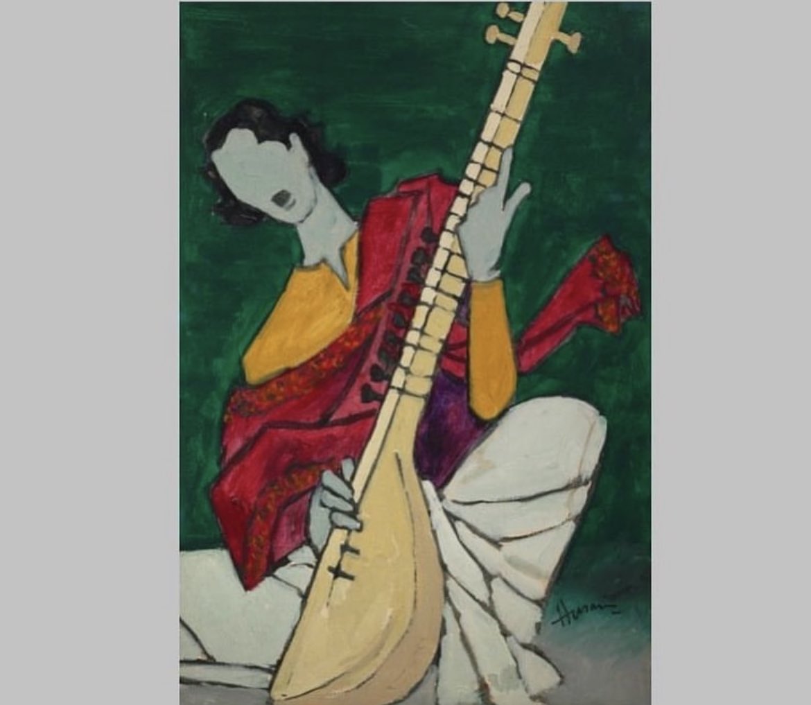 JaminiRoyArt's tweet photo. As much as we see the piano finding a place in western art as drums in African paintings - in Indian art drums, the tabla or the tanpura (more often than not) have found a favourite place:

#IndianArt #IndianArtist #SouthAsianArt #SouthAsianArtist #SouthAsianArtwork #Art https://t.co/106DVqFU6B