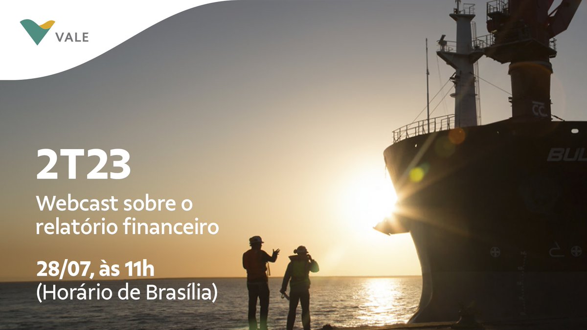 Hoje, às 11h (horário de Brasília), apresentaremos os resultados do segundo trimestre de 2023 por meio de uma teleconferência.

Saiba mais em: spr.ly/6018PXYSs

#Vale2T23