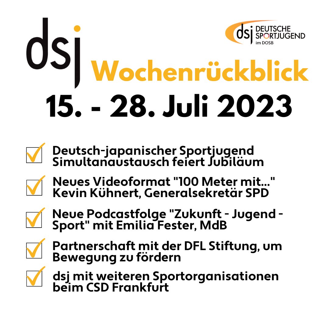 Deutsche Sportjugend (dsj) (@dsj4sport) on Twitter photo #dsj-Wochenrückblick: Auch Mitte Juli ist noch ordentlich was los bei uns. In Tokyo haben wir das 50. Jubiläum unseres #Simultanaustausch gefeiert, wir haben mit Kevin #Kühnert <a href="/spdde/">SPD Parteivorstand 🇪🇺</a> auf dem Sportplatz gedreht, <a href="/emiliafester/">Emilia Fester (Parodie)</a> war bei uns im Podcast zu Gast u.v.m. #dsj-Wochenrückblick: Auch Mitte Juli ist noch ordentlich was los bei uns. In Tokyo haben wir das 50. Jubiläum unseres #Simultanaustausch gefeiert, wir haben mit Kevin #Kühnert <a href="/spdde/">SPD Parteivorstand 🇪🇺</a> auf dem Sportplatz gedreht, <a href="/emiliafester/">Emilia Fester (Parodie)</a> war bei uns im Podcast zu Gast u.v.m.