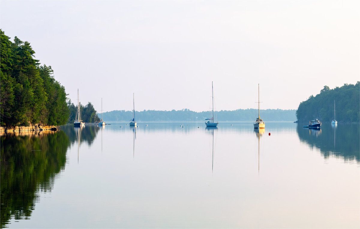 Hazy, smoky break of dawn, Kingsland Bay, Ferrisburgh Vermont