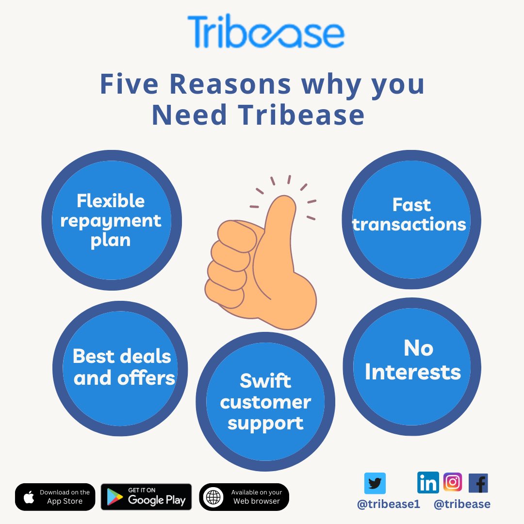 tribeaseflex's tweet photo. Still unsure of why you need Tribease?
You might need to rethink that and sign up today to enjoy these amazing features.
#tribease #bnpl #fintechnigeria #bnplnigeria https://t.co/u4V7R1vrD5