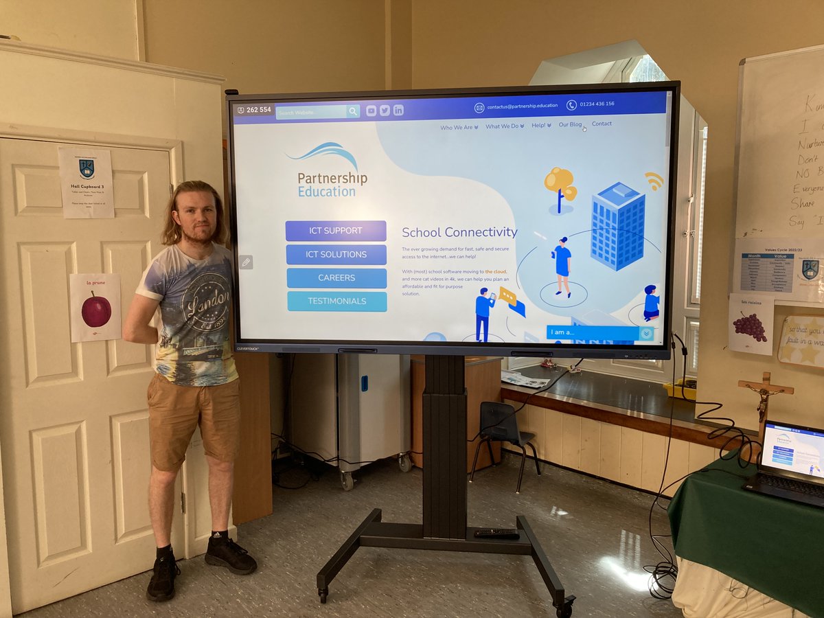 News at Northill Academy! 
Alex and Sam have completed the installation of an amazing 86-inch Clevertouch board in the main hall, replacing the traditional projector. 🖥️This new technology promises to improve the learning experience for students and teachers alike.  #dsamat #tech