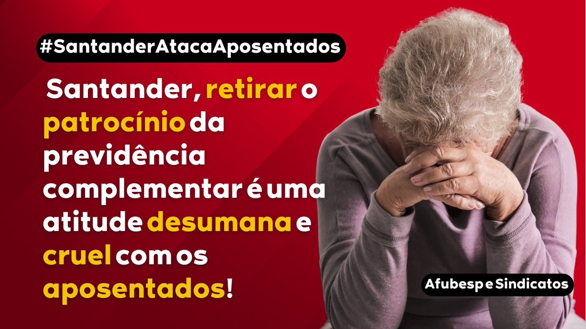 osmarpaulinode1's tweet photo. Neste momento, o grupo de trabalho sobre previdência complementar decide o futuro de milhares de aposentados. Diga não à retirada de patrocínio! Coloque fim nessa maldade do @santander_br! #SantanderAtacaAposentados  @minprevidencia @AnaBotin https://t.co/degE4xgKOF