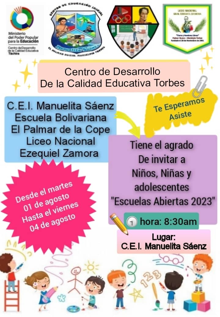 Inicios Agosto con Escuelas abiertas <a href="/_LaAvanzadora/">Yelitze Santaella</a> <a href="/Berzabethg1/">Berzabethgandicaoficial</a> <a href="/FreddyBernal/">Freddy Bernal</a> <a href="/circuitoeduca11/">@circuitoeducativotorbes2018</a> <a href="/zamoraezequiel1/">Lice Ezequiel Zamora</a> <a href="/primariaepc/">EB PalmarDeLaCope</a>