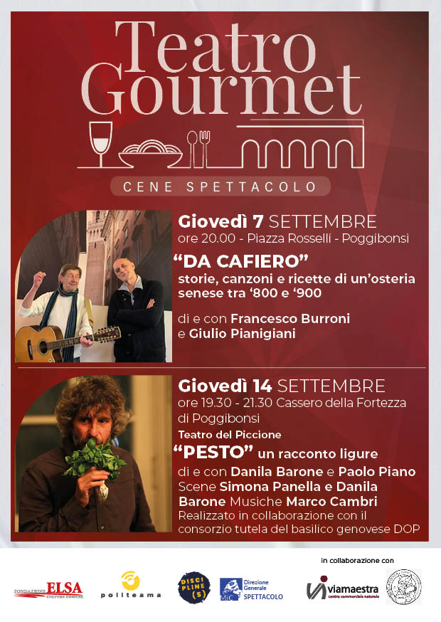 🤩A settembre tornano a Poggibonsi le cene spettacolo con ilTeatro Gourmet.
Salva le date!
#savethedate #cenespettacolo