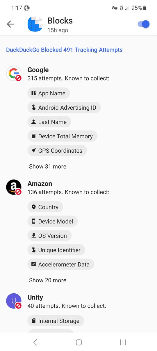 GreenWrisks's tweet photo. @DuckDuckGo have produced a #trackerblocker and illustrated here is one small example of what it does - &amp; whilst not in the example pictures #facebook, even trackers linked to #twitter have been blocked. It's the associated #advertisements doing much of this undeclared #tracking https://t.co/hn3iOq9DoX