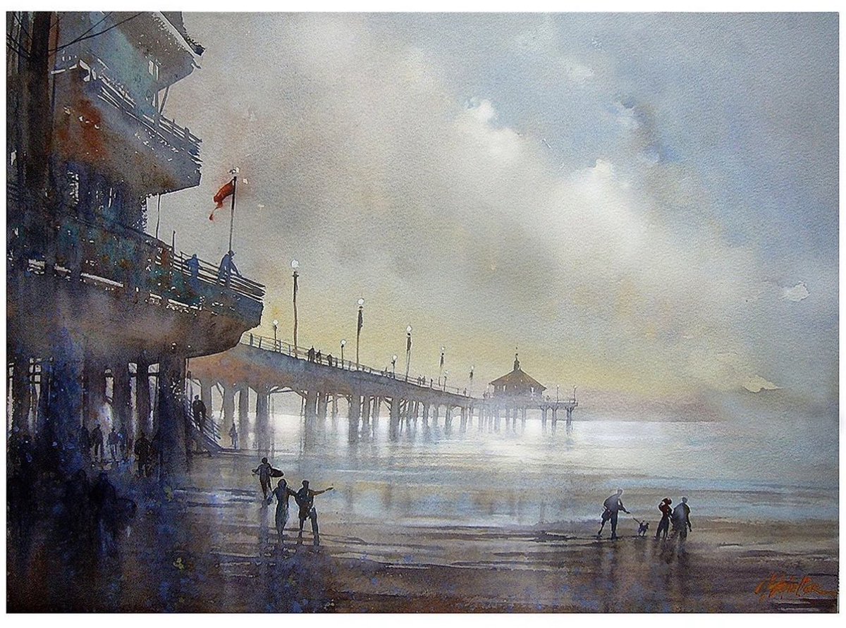Morning - Manhattan Beach Pier . Pure atmosphere- as much as any object - can be the focal paint of a painting