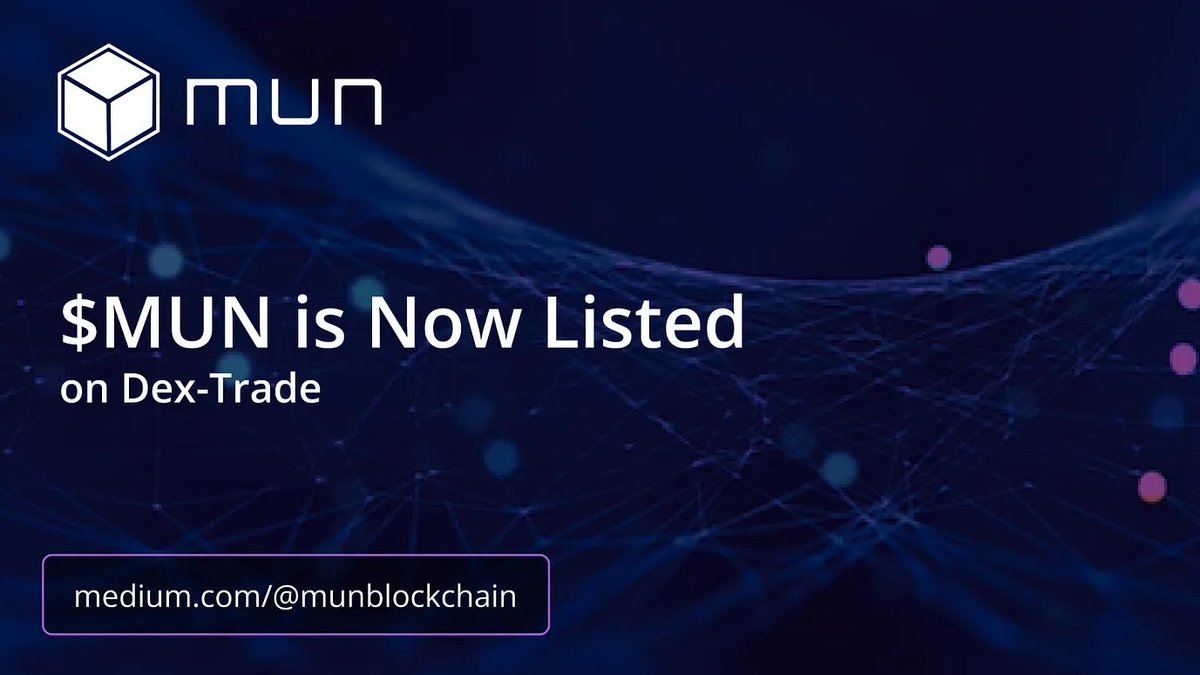 munblockchain's tweet photo. 🚨 $MUN LISTING ANNOUNCEMENT 🚀🚀

Read our new blog post: https://t.co/eZYLb3BPAo

We're absolutely thrilled to announce that $MUN is officially listed on Dex-Trade! 💰 This is an exhilarating milestone for us! 🌕🚀 #ToTheMUN https://t.co/jfrbFdUXbe