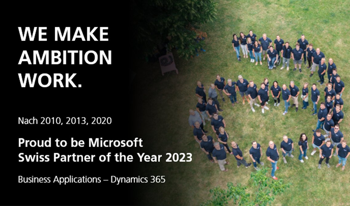 🏆 Wir sind Microsoft Partner of the Year 

💙 Von Herzen Danke an euch alle

🤝Wir könnten nicht stolzer sein, mit euch zusammenarbeiten zu dürfen.

𝗬𝗢𝗨 𝗠𝗔𝗞𝗘 𝗔𝗠𝗕𝗜𝗧𝗜𝗢𝗡 𝗪𝗢𝗥𝗞.

#ambitioneers #makeambitionwork #bestpeople #crm #erp #dynamics365 #nolimits