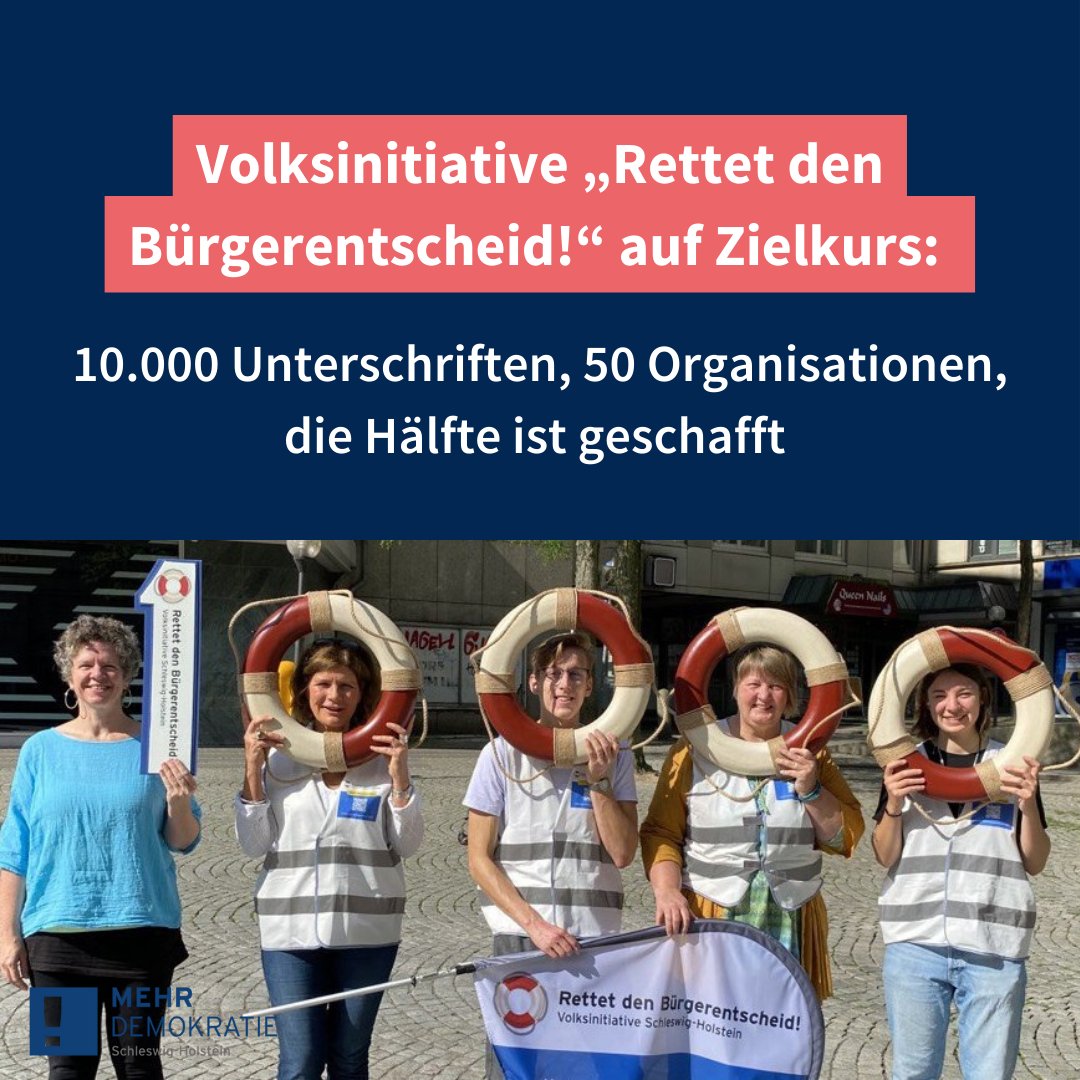Die Hälfte ist geschafft! 10.000 Menschen haben bereits unsere #Volksinitiative "Rettet den #Bürgerentscheid" in Schleswig-Holstein unterschrieben. Zudem wächst die Zahl der Organisationen, die sich dem Bündnis anschließen, jetzt sind es über 50.
rettet-den-buergerentscheid.de