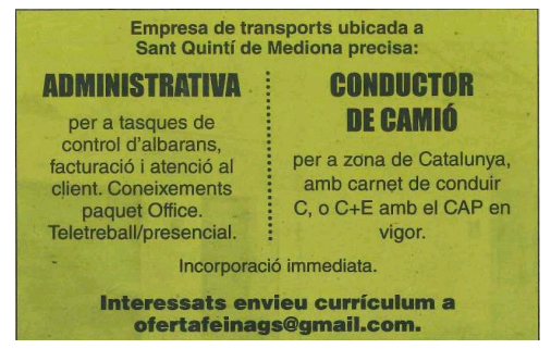 FundacioInform's tweet photo. 🚨Ens arriben diferents ofertes de #TREBALL relacionades amb el món de l'ADMINISTRACIÓ i la GESTIÓ. La majoria són a la zona #Penedès i #Garraf

Si hi esteu interessats/des, no dubteu amb contactar amb les empreses! 

#josocsefed #programasefed https://t.co/fKZzSP8XHW