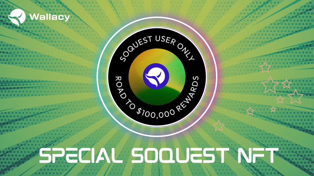 WallacyWallet's tweet photo. Hey Wallacy and SoQuest users! 

Wallacy is going to launch the $100,000  Wallacy Rewards Hub soon 🎉💰

One of our unique mechanisms involves collecting NFT collections on the SoQuest platform. To participate, simply import your SoQuest-connected wallet into our Wallacy mobile app and get ready for the upcoming amazing campaigns.

Don't miss out! Start minting SoQuest - Wallacy NFTs now and join the fun: https://t.co/WQ8BKNkwHw

#WallacyRewardsHub #NFTs #Crypto