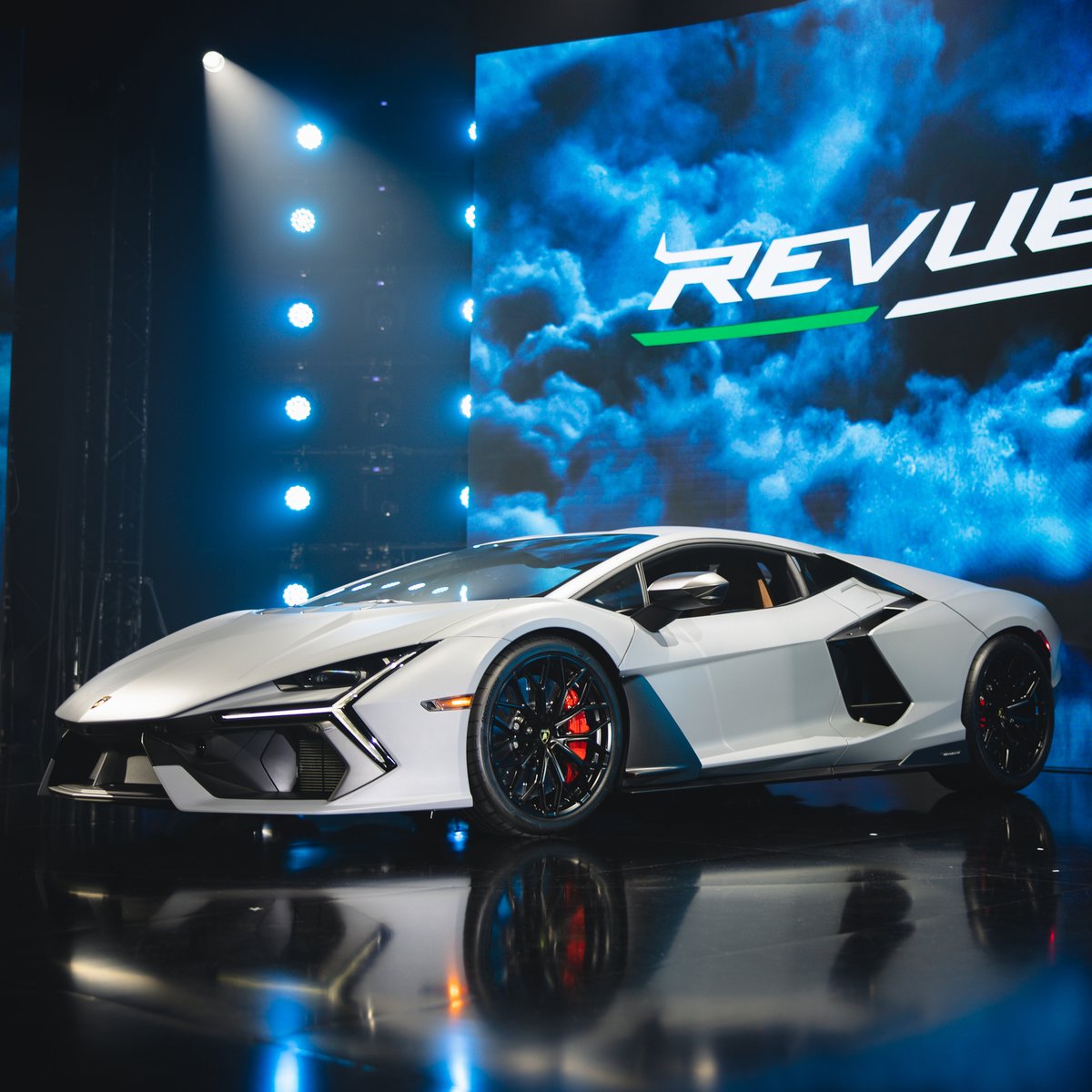 Lamborghini's tweet photo. The Lamborghini Revuelto made its debut in Thailand at the Queen Sirikit National Convention Center, in front of over 600 guests, thanks to Lamborghini Bangkok. This electrifying car is guaranteed to make you feel the power of electricity.

#Lamborghini