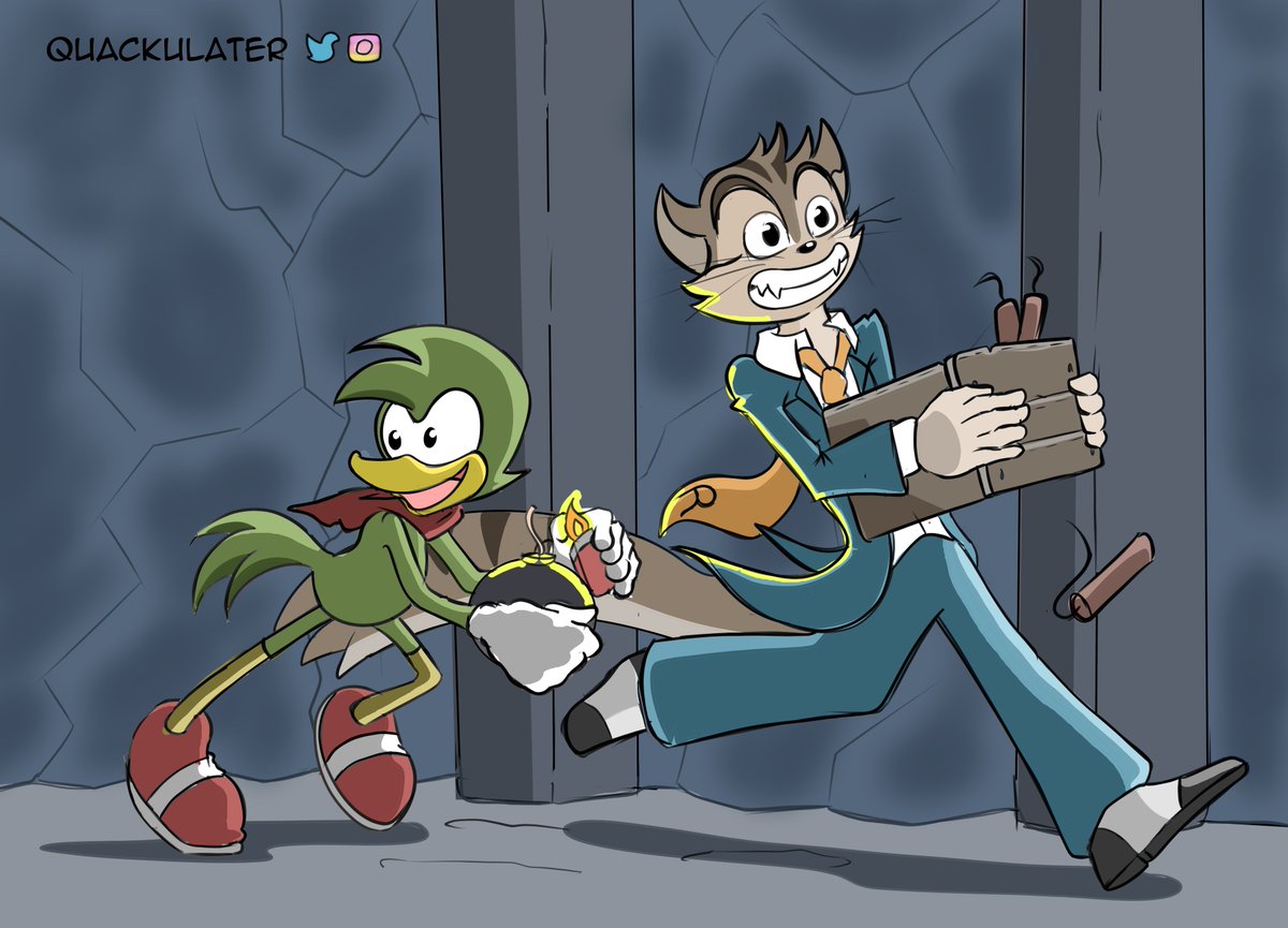quackulater's tweet image. I solemnly swear that they're up to no good.

#SonicTheHedgehog #DigitalArt  #BeanTheDynamite #Lackadaisy