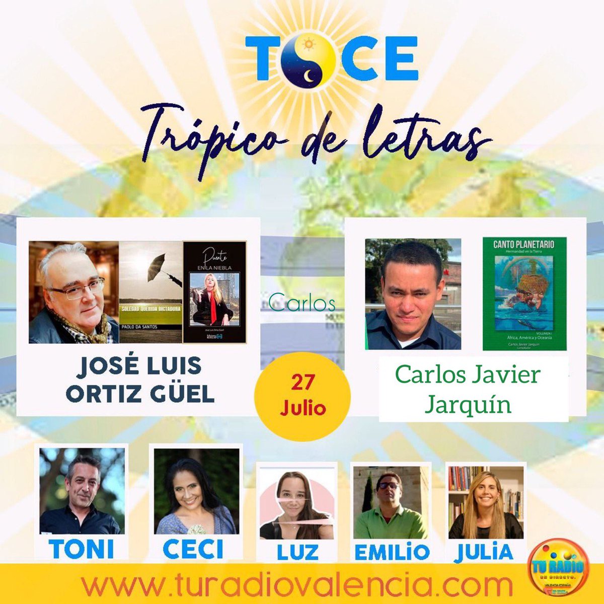 siundia_SUDAM's tweet photo. Ya está el #podcast 27/07 #TrópicoDeLetras
@AnaZavalaga @tonigar36610033

Invit:
*José Luís Ortiz: Periodista-escritor-cineasta
*Carlos Jarquin:Ideólogo📓Canto Planetario

La Buhardilla de @emilio_bravo__
El Escaparate de @JuliaLescano22
💻@Luz_deletras
▶️ https://t.co/gRIS9QKS7i https://t.co/hBvRzxidju