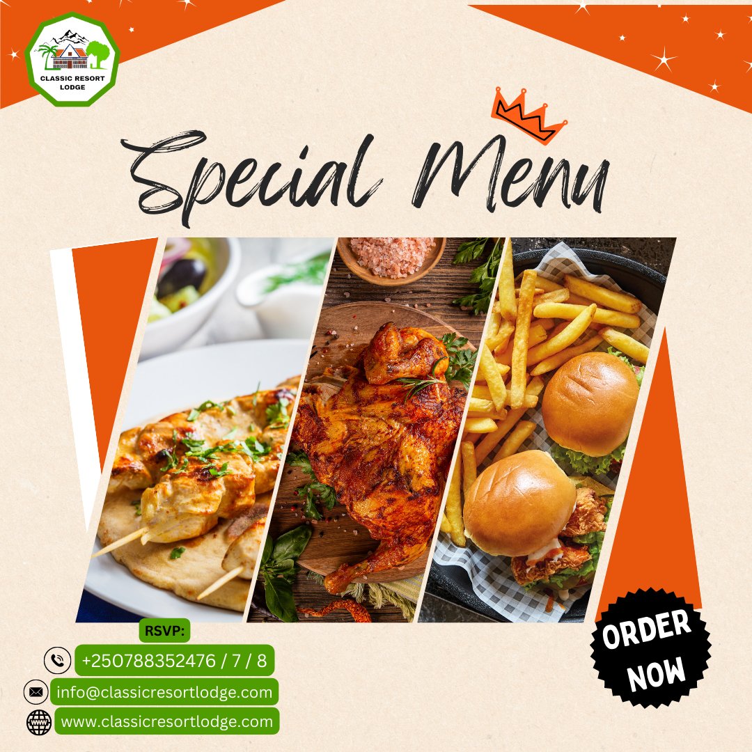 ClassicResort's tweet photo. Classic Comfort - Rediscover your favorite comfort foods on our special menu!🍔🍖😍

#foodie #specialmenu #ExquisiteHospitality
#TopNotchService #Hospitality #pool
#Adventure #conferenceFacilities
#HotelBooking #visitafrica https://t.co/cb6pA6AezB