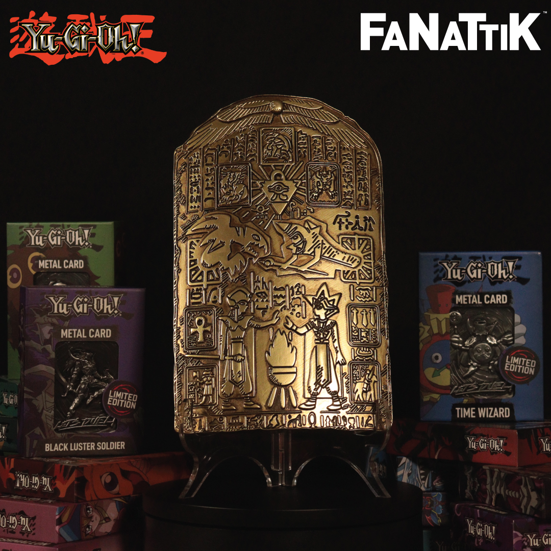 It's here! This Ancient Egyptian Artifact depicts a great Yu-Gi-Oh! battle of past times. The Tablet of Lost Memories is an iconic symbolic item first seen during the Battle City arc! This large-scale Replica is exclusively launched by Fanattik.

wearefanattik.com/products/yu-gi…