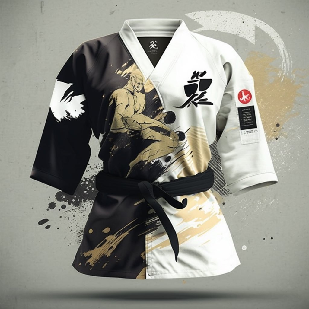 Officialmkarate's tweet photo. ミュージック空手は、衣装がいろいろあるけど、ちょっと変わった空手着でもありかなって^_^
#空手　#空手着　#変わってる　#ai画像　#生成AI https://t.co/nJviSndyma