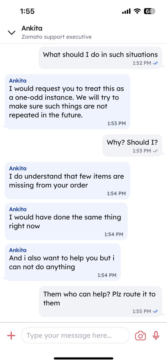 klteja's tweet photo. @zomato @zomatocare 

Can I know why do you have support team if they are not helping us with the issues 

You your support do not even help

Them what will @zomato help me? https://t.co/zHPbBa8Ggd