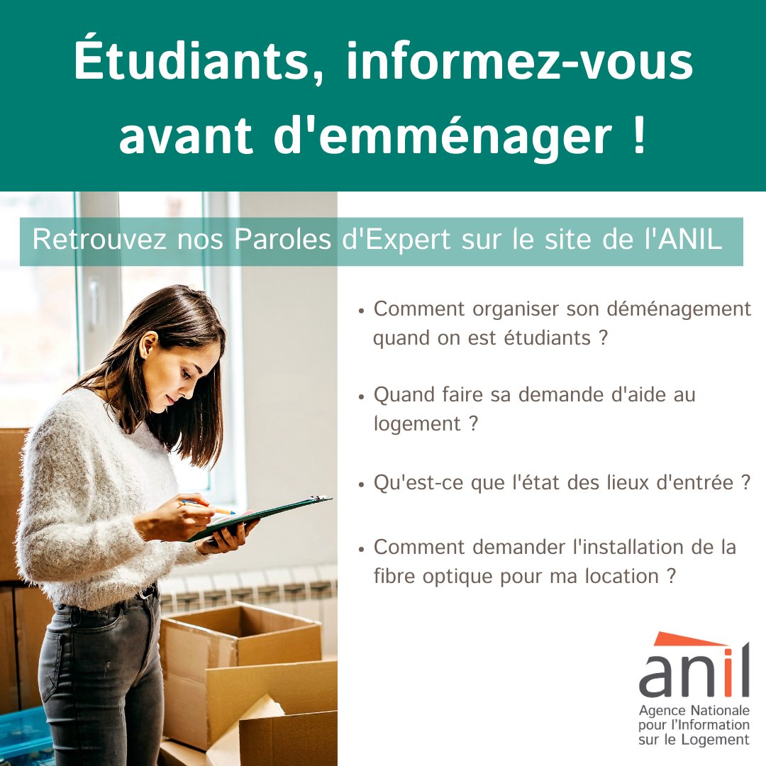 Anil_Officiel's tweet photo. [ #LOCATION #ETUDIANT ] – Vous allez bientôt emménager dans votre #logement pour la rentrée ? 🏠🤓 
➕ Consultez les Paroles d'Expert de l'ANIL : lhttps://swll.to/ejvjSf
➡️ Le réseau des #Adil pour vous informer gratuitement : https://t.co/Z5XpMVoBNC ou ☎️ 0806 704 604 https://t.co/yk9gcvZGV8